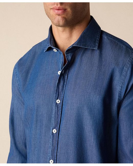 Brooks Brothers Blue Slim Fit Denim Shirt With Spread Collar for men