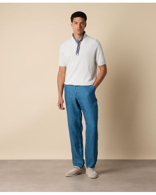 Brooks Brothers White Open Collar Piqué Knit Polo for men