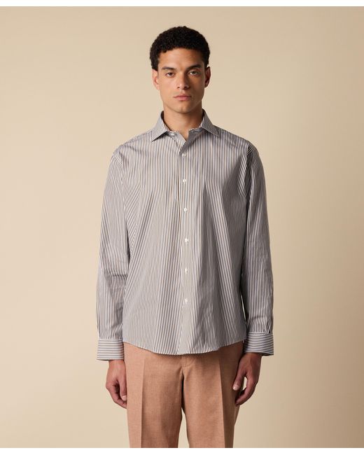 Brooks Brothers Gray Regular Fit Cotton Shirt With English Collar for men