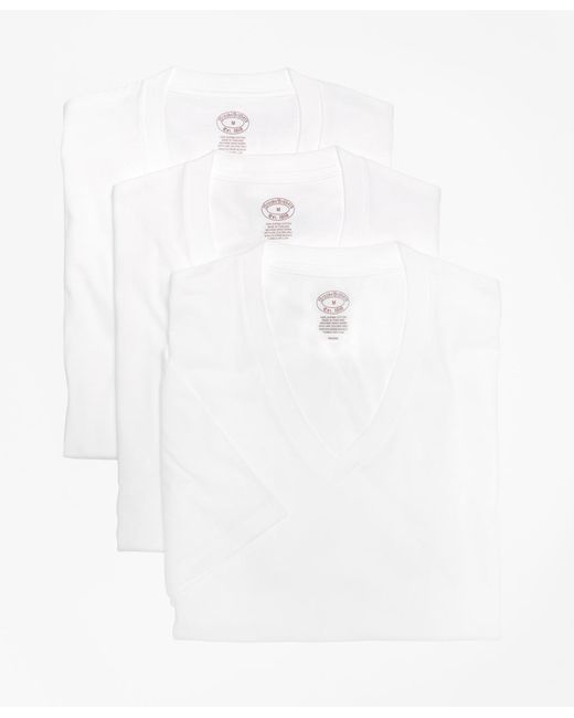 Brooks Brothers Supima Cotton Vneck Undershirt Three Pack in White for Men Lyst