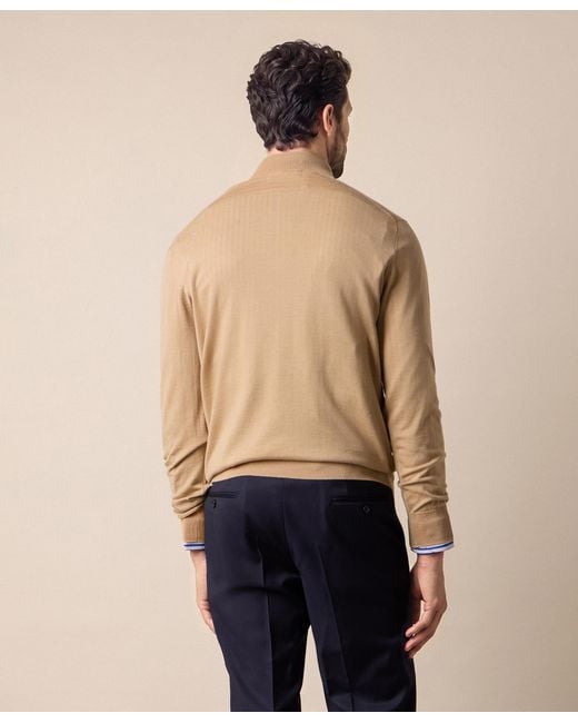 Brooks Brothers Natural Merino Wool Half Zip Sweater for men