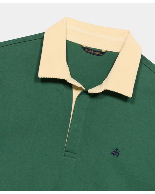 Brooks Brothers Green Rugby Polo With Corduroy Collar for men