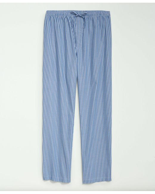 Brooks Brothers Blue Cotton Broadcloth Bengal Striped Pajamas for men