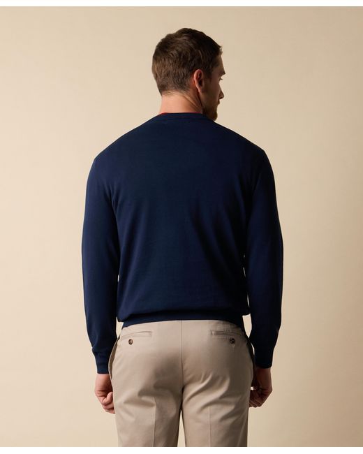Brooks Brothers Blue Makò Cotton Crewneck Sweater for men