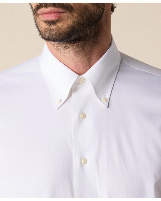 Brooks Brothers White Slim Fit Non-Iron Oxford Pinpoint Shirt With Button Down Collar for men