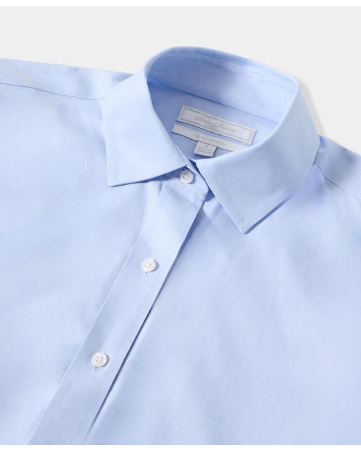 Brooks Brothers Blue Classic-fit Non-iron Stretch Supima Cotton Dress Shirt