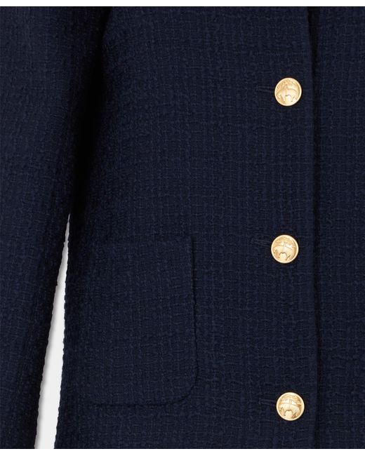 Brooks Brothers Blue Collarless Buttons Wool Jacket