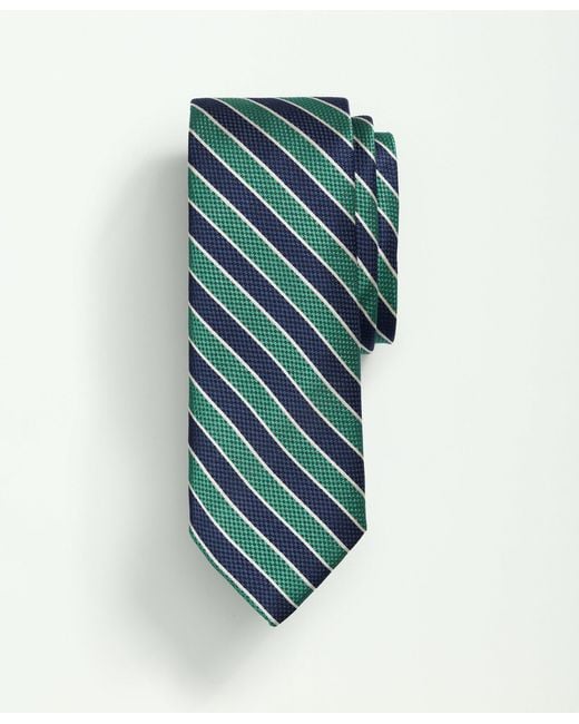 Brooks Brothers Blue Silk Textured Framed Bold Striped Tie for men
