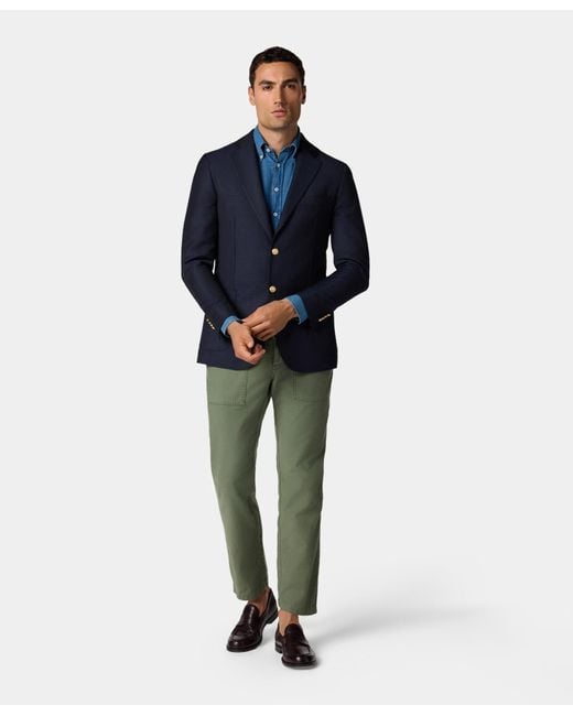 Brooks Brothers Blue Virgin Wool Hopsack Blazer for men