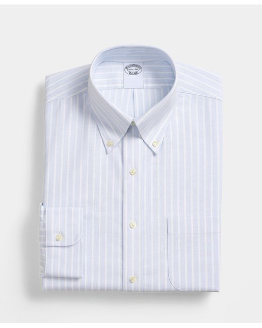 Brooks Brothers Blue Regular Fit Non-Iron Oxford Shirt With Button Down Collar for men