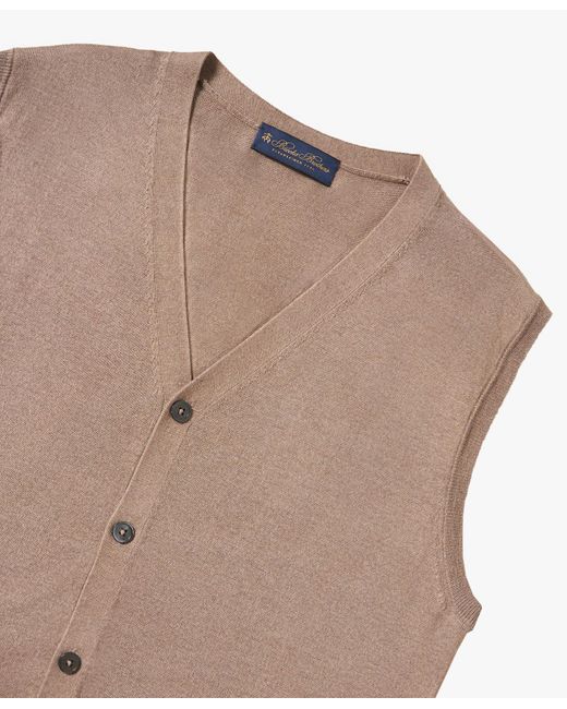 Beige Silk-cashmere Blend Sweater Vest Brooks Brothers de hombre de color Multicolor