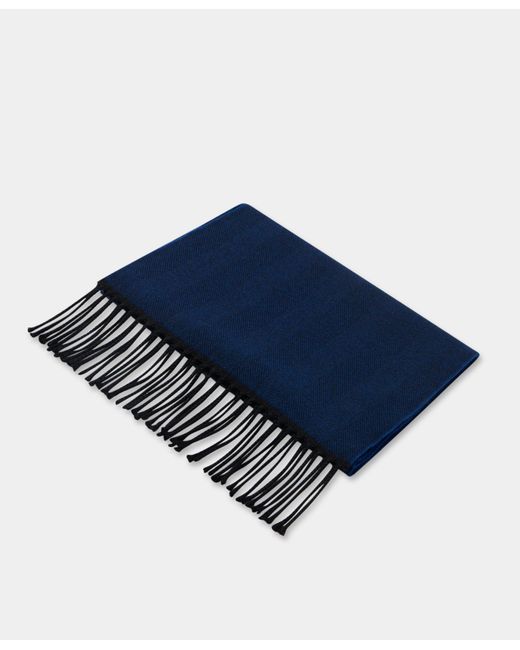 Brooks Brothers Blue Chevron Wool Scarf for men