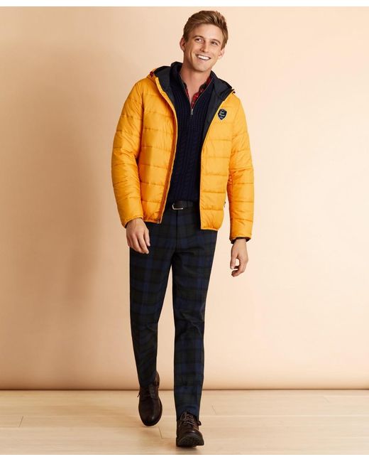 Brooks Brothers Fleece Quilted Hooded Puffer Jacket in Yellow for Men ...