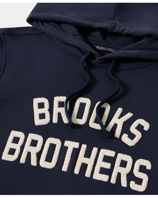 Sudadera Con Capucha De Terry Con Bordado De Logo Brooks Brothers de hombre de color Blue