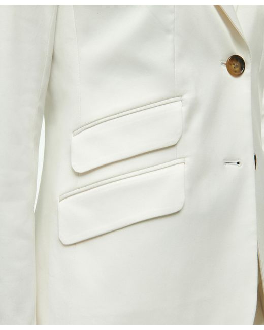 Brooks Brothers White Weiße Jacke Aus Baumwollsatin Mit Spitzenrevers