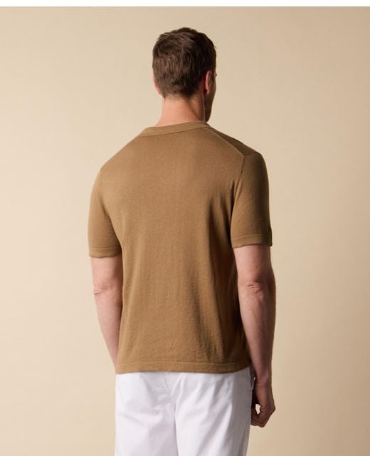 Brooks Brothers Brown Cotton-Linen Knit Polo Shirt for men