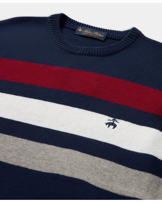 Suéter De Algodón Y Cachemira A Rayas Brooks Brothers de hombre de color Blue
