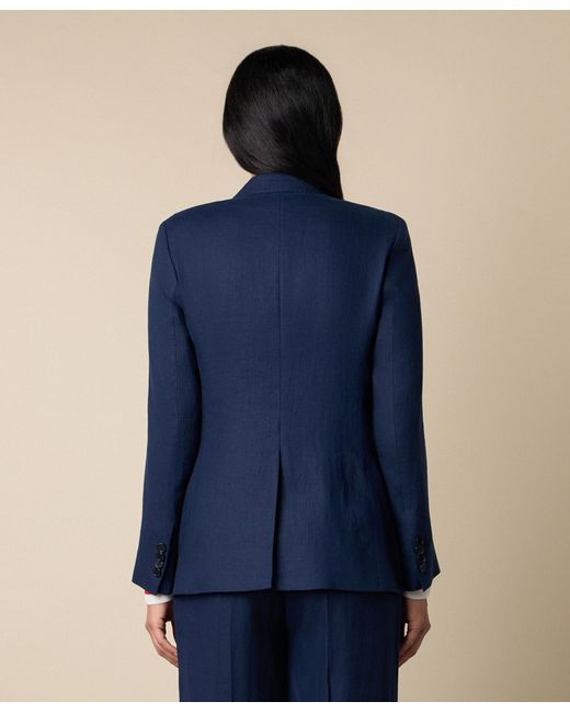 Brooks Brothers Blue Plain Linen Blazer