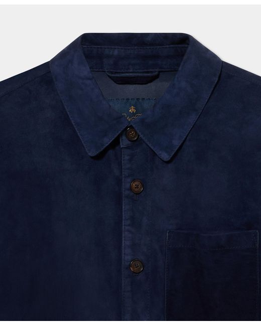 Brooks Brothers Blue Suede Leather Shirt Jacket for men