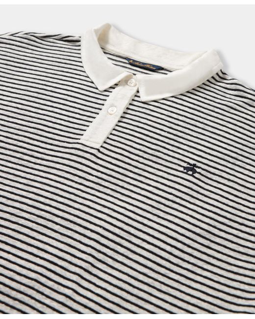 Brooks Brothers Gray Striped Linen-Cotton Jersey Polo With Logo
