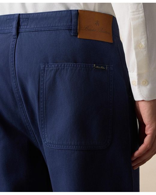 Brooks Brothers Blue Stretch Cotton Gabardine 5-Pocket Pant for men