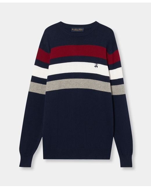 Suéter De Algodón Y Cachemira A Rayas Brooks Brothers de hombre de color Blue