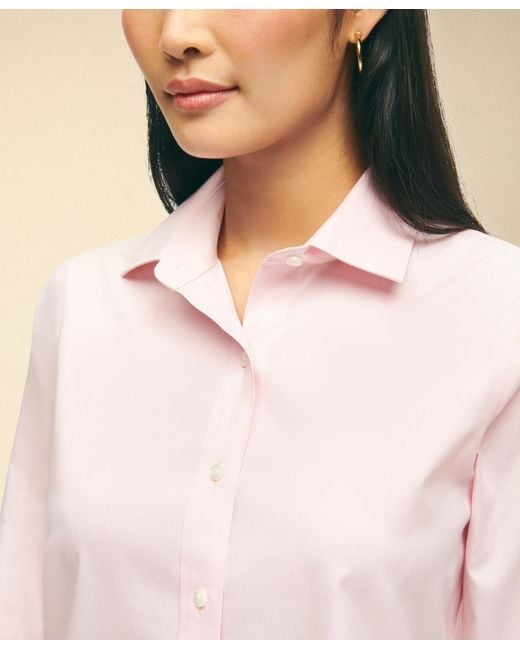 Brooks Brothers Natural Classic Fit Non-Iron Oxford Pinpoint Supima Shirt With Forward Point Collar