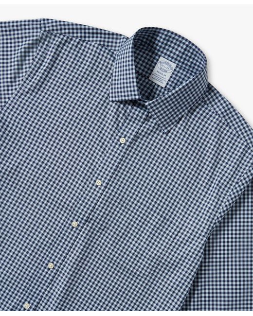 Camicia Blu Navy Vichy Regular Fit Non-iron Con Collo Ainsley di Brooks Brothers in Blue da Uomo