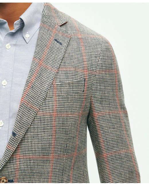 Brooks Brothers Gray Classic Fit Linen Houndstooth Sport Coat for men