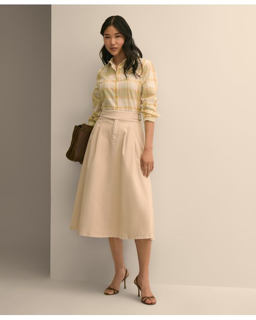 Brooks Brothers Natural Belted Skirt With Pleats
