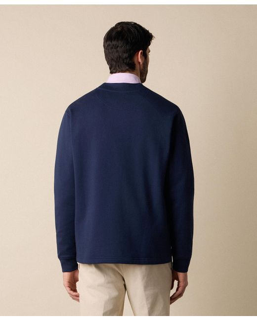 Brooks Brothers Blue V-Neck Cotton Cardigan With Logo Print for men