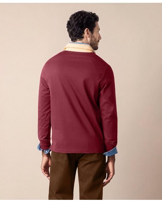 Brooks Brothers Red Rugby Polo With Corduroy Collar for men