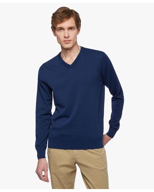 Brooks Brothers Pullover Mit V-ausschnitt Aus Baumwolle in Blue für Herren