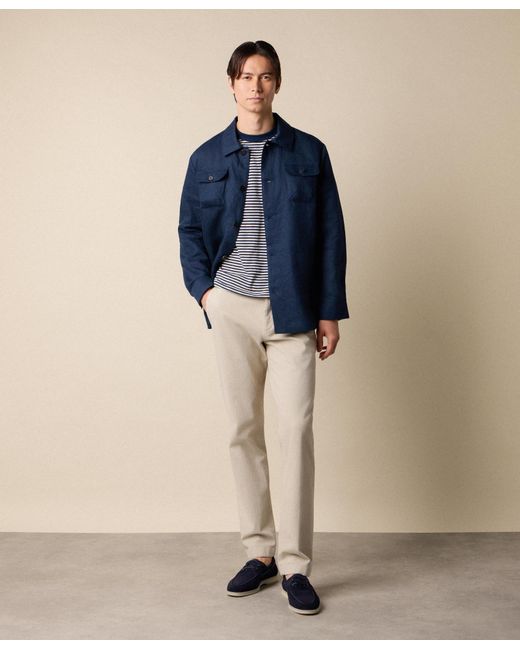 Brooks Brothers Blue Linen Utility Overshirt for men