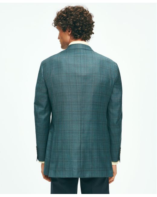 Brooks Brothers Green Traditional Fit Wool Check Sport Coat for men