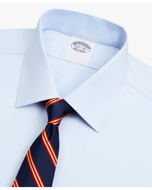 Brooks Brothers Blue Light Slim Fit Non-Iron Stretch Cotton Dress Shirt With Ainsley Collar for men