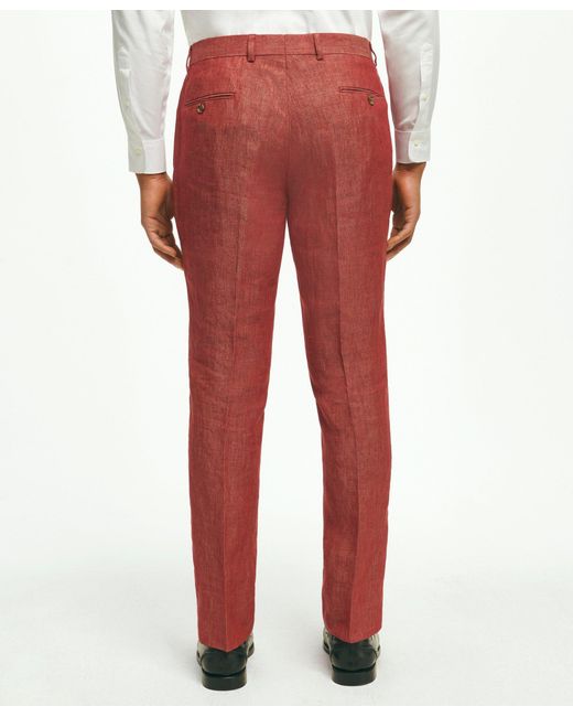 Brooks Brothers Red Classic Fit Linen Trousers for men