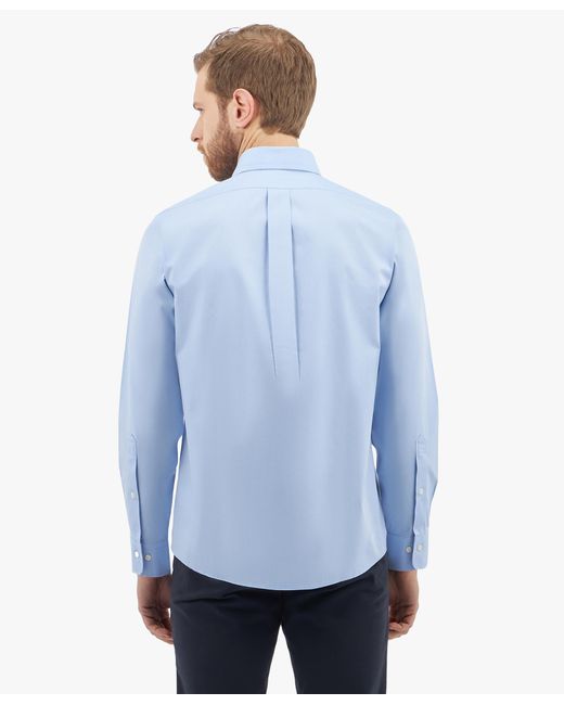Brooks Brothers Blue Regular Fit Non-Iron Dress Shirt With Polo Button Down Collar for men