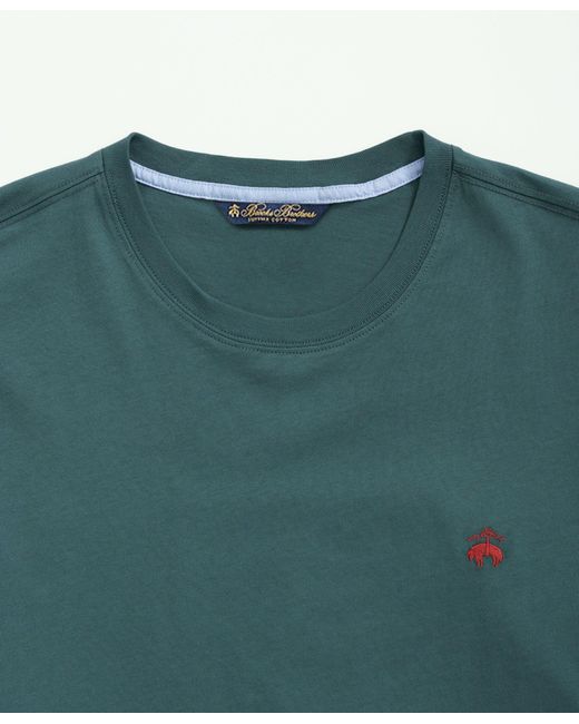 Brooks Brothers Green Washed Supima Cotton Logo Crewneck T-shirt for men