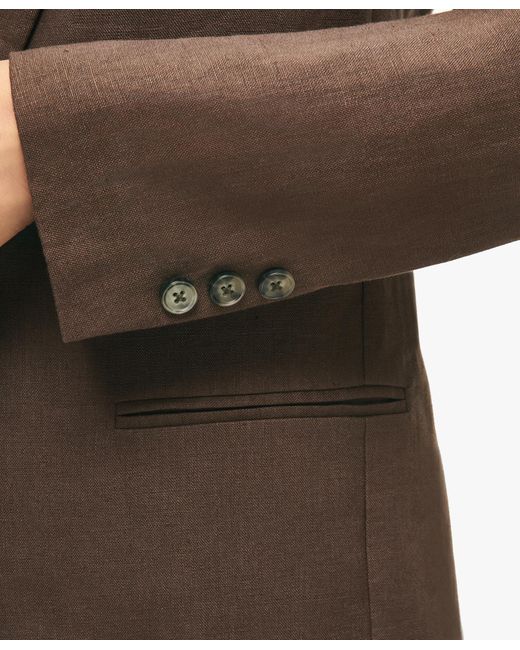 Dark Brown Linen One-button Jacket di Brooks Brothers