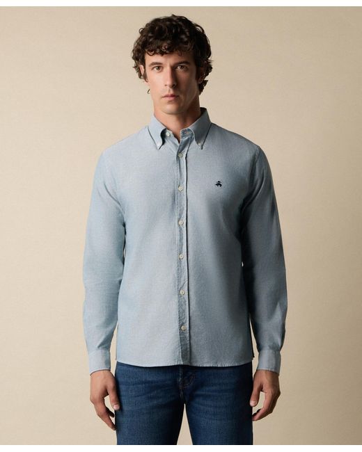 Brooks Brothers Blue Slim Fit Oxford Shirt With Button Down Collar for men