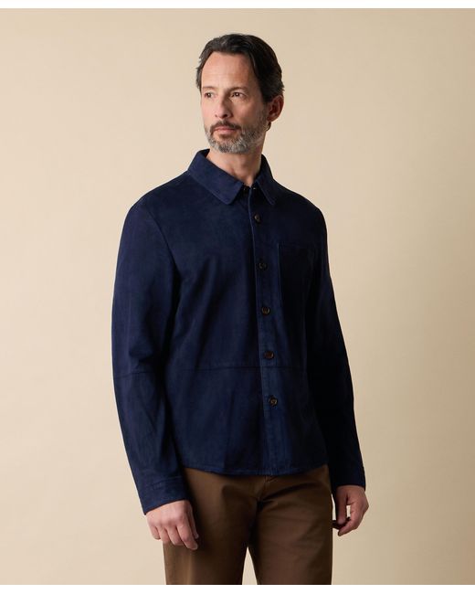 Brooks Brothers Blue Suede Leather Shirt Jacket for men
