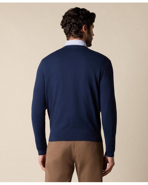 Brooks Brothers Blue Plain Cotton Crewneck for men