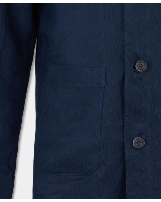 Brooks Brothers Blue Linen Utility Overshirt for men