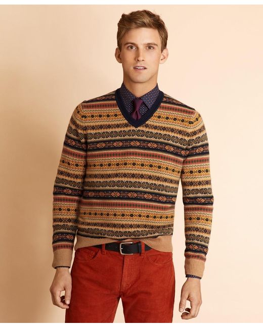 fair isle v neck sweater