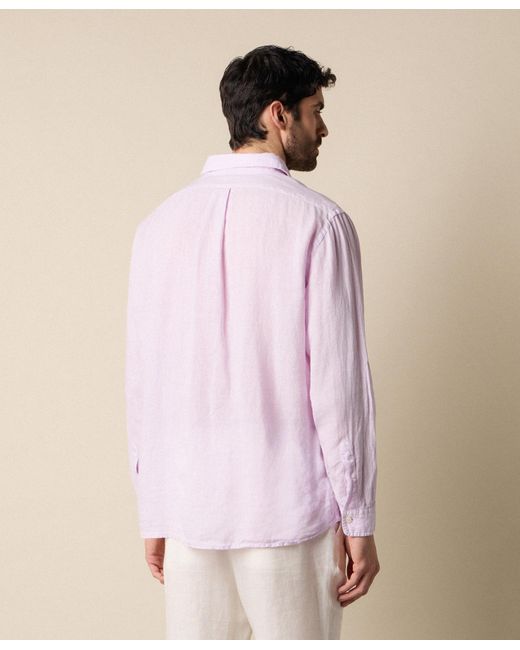 Brooks Brothers Pink Regular Fit Linen Shirt With Spread Collar for men