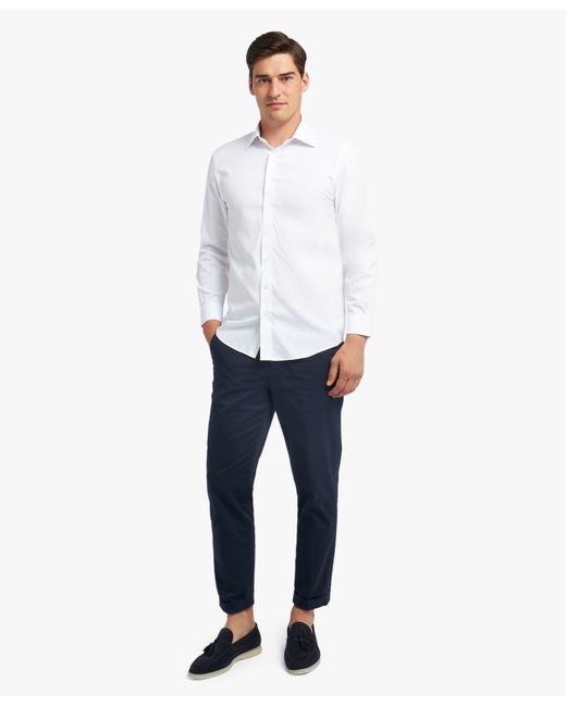 Brooks Brothers White Slim Fit Non-Iron Oxford Pinpoint Shirt With Ainsley Collar for men