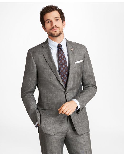 Brooks Brothers Gray Regent Fit Plaid 1818 Suit for men
