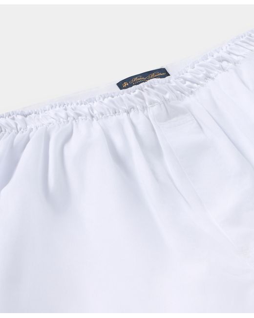 Brooks Brothers White Plain Cotton Boxer Shorts for men