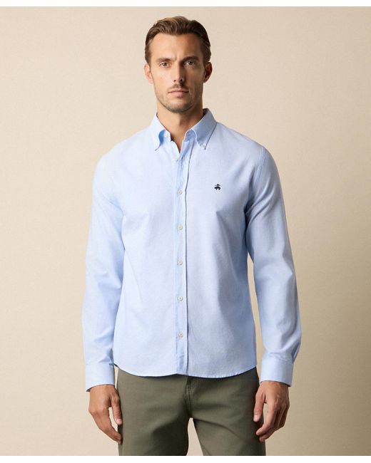 Brooks Brothers Blue Slim Fit Oxford Shirt With Button Down Collar for men